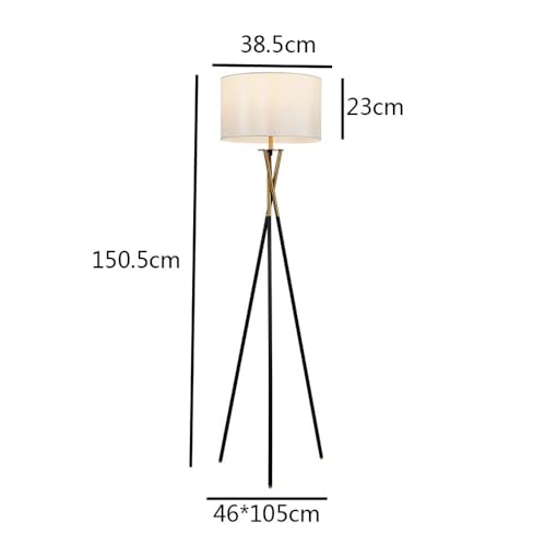 White Fabric-Shade Floor Lamp with Foot Switch