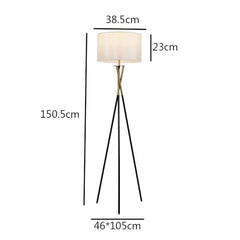 White Fabric-Shade Floor Lamp with Foot Switch