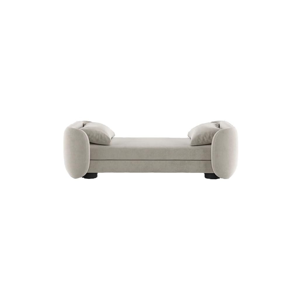 Flannel-Upholstered Wooden Bedroom Bench