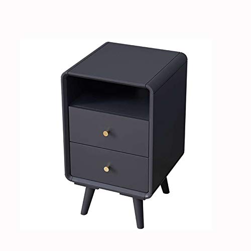 Wooden Two-Drawer Nightstand with Brass Handles