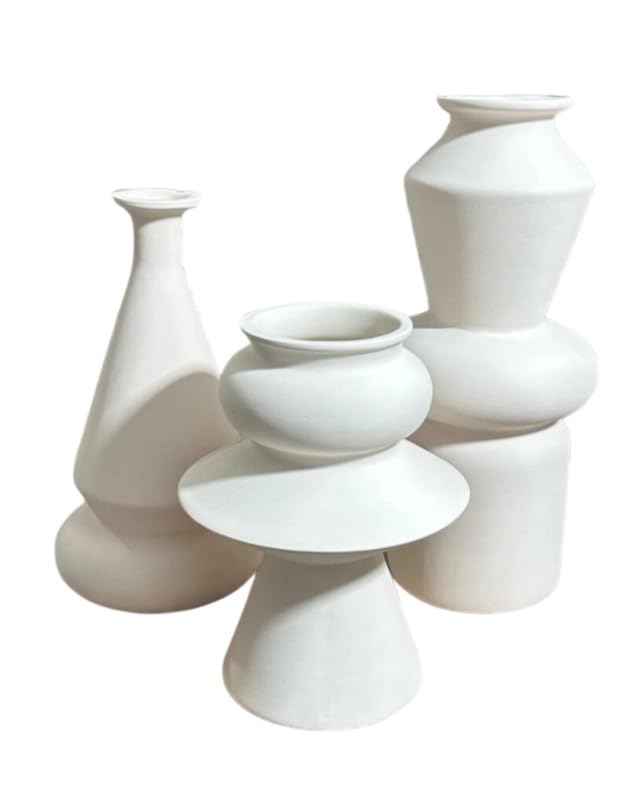 Matte Geometric Ceramic Decorative Vase