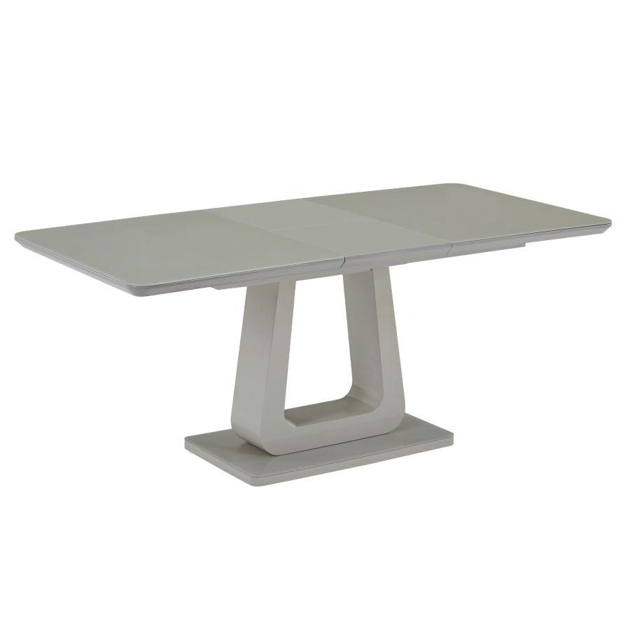 Warm Grey Extension Dining Table with Glass Top