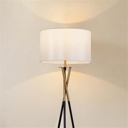 White Fabric-Shade Floor Lamp with Foot Switch