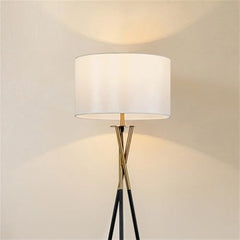 White Fabric-Shade Floor Lamp with Foot Switch