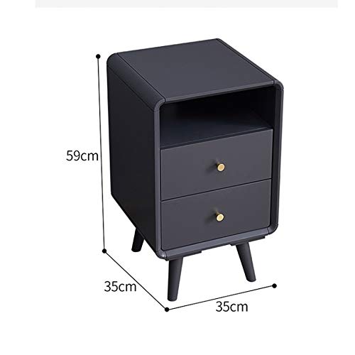Wooden Two-Drawer Nightstand with Brass Handles