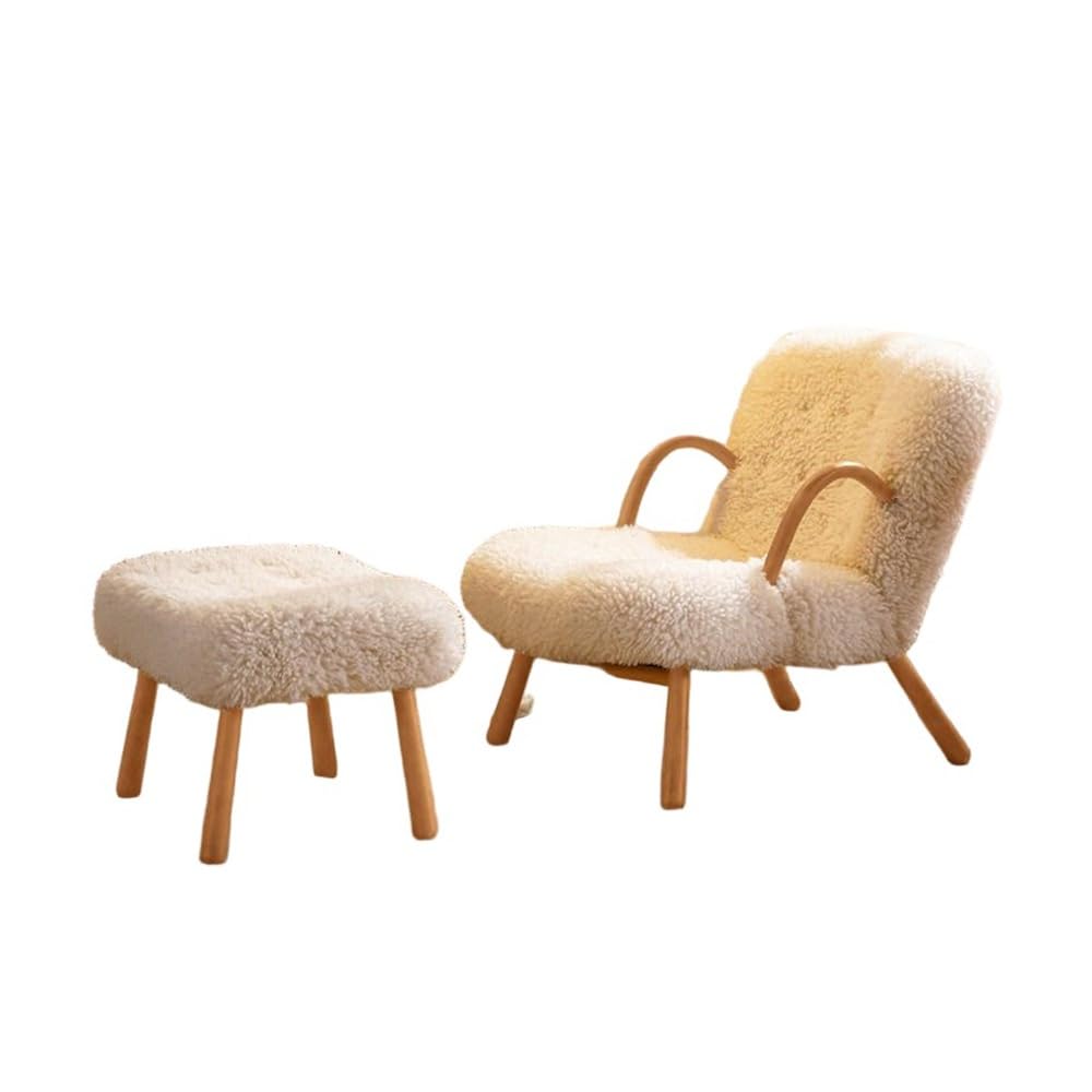 Wood-Frame Accent Chair and Ottoman Set