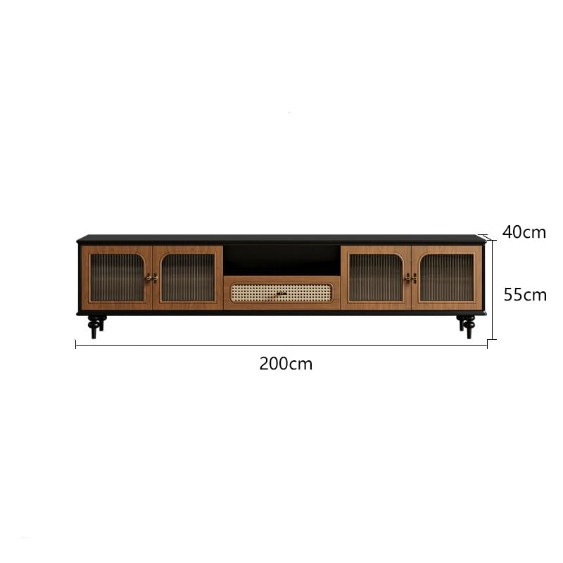 Wood and Rattan Media Console, 200 cm