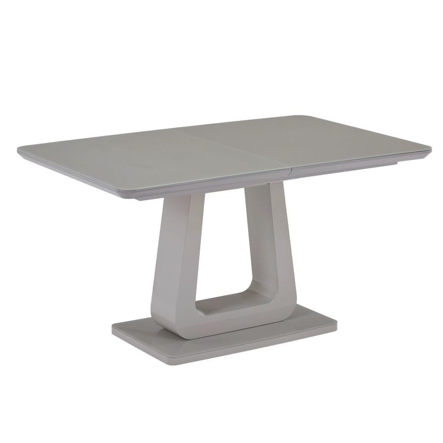 Warm Grey Extension Dining Table with Glass Top
