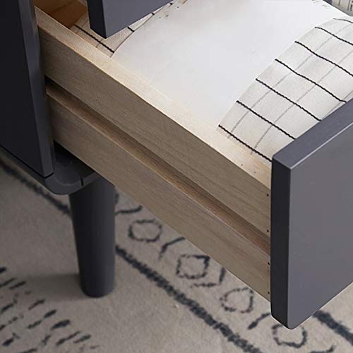 Wooden Two-Drawer Nightstand with Brass Handles