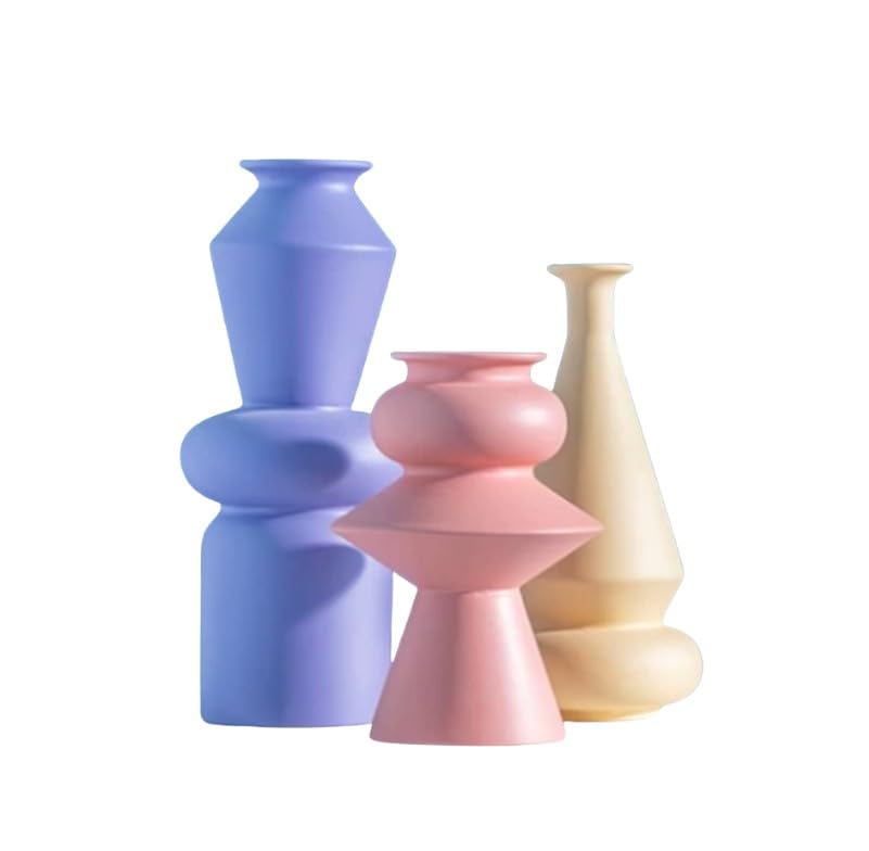 Matte Geometric Ceramic Decorative Vase