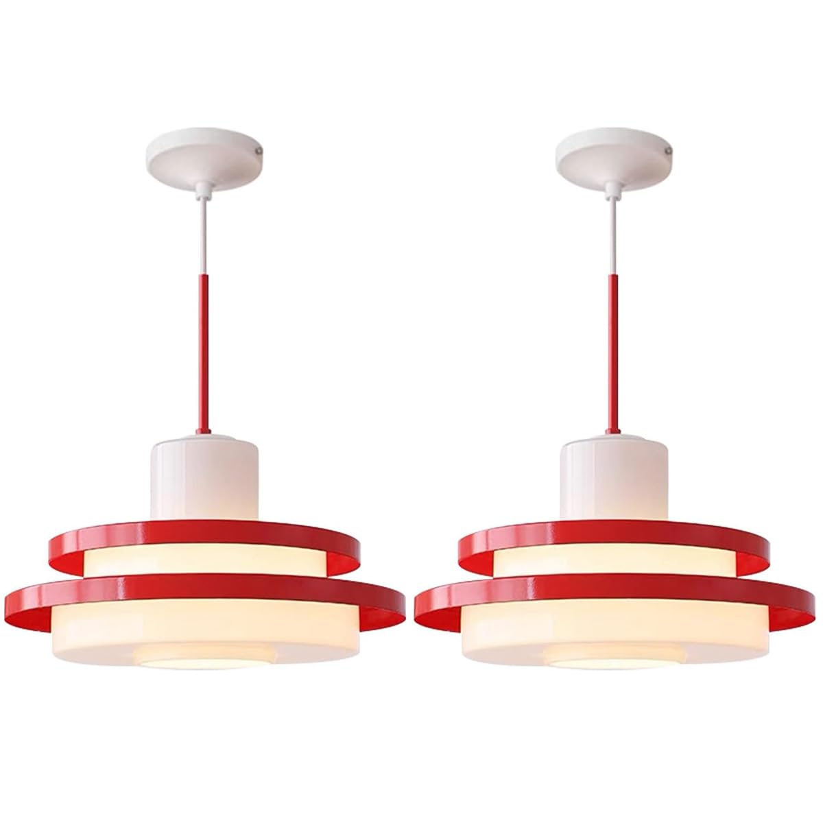Layered Glass Pendant Light with Adjustable Height