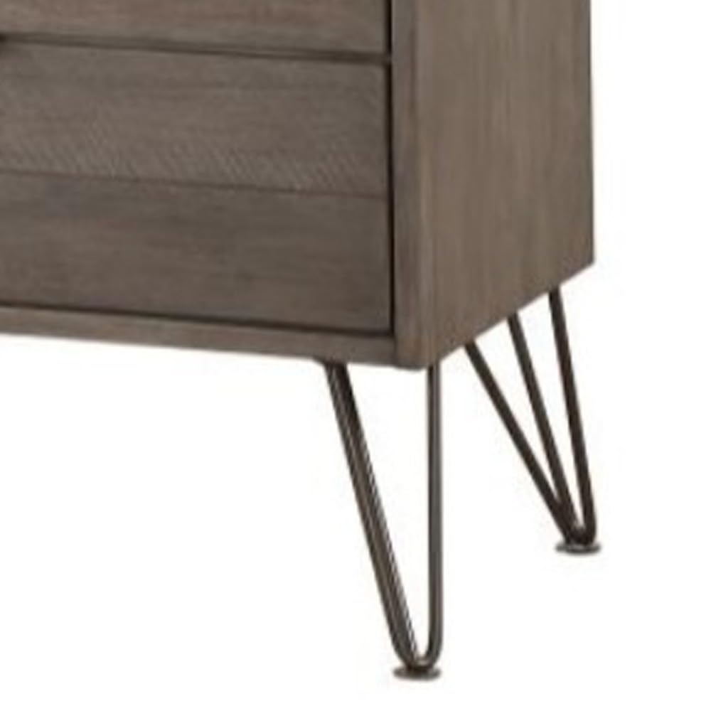 Grey Six-Drawer Dresser with Metal Hairpin Legs