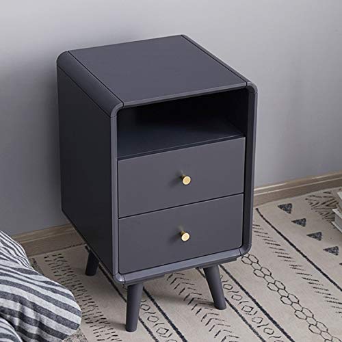 Wooden Two-Drawer Nightstand with Brass Handles