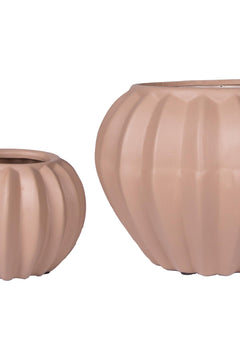 Light Brown Abstract Ceramic Vase Set of Two