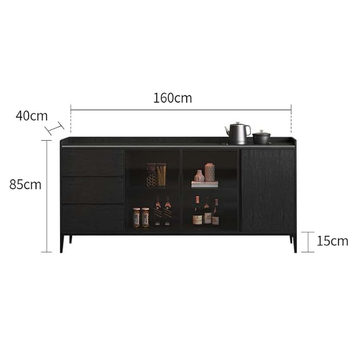 Wooden Open-Storage Sideboard and Console