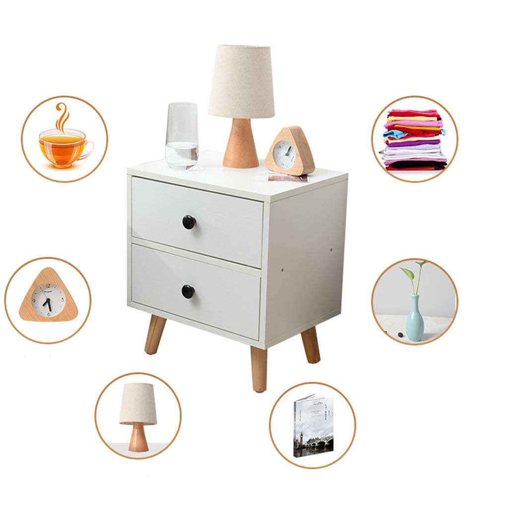 White Two-Drawer Nightstands, Set of Two