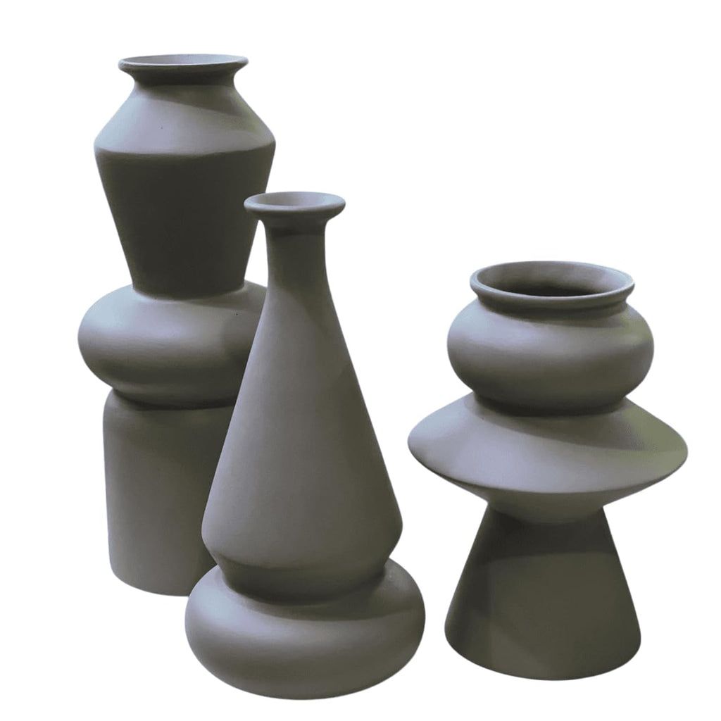 Matte Geometric Ceramic Decorative Vase