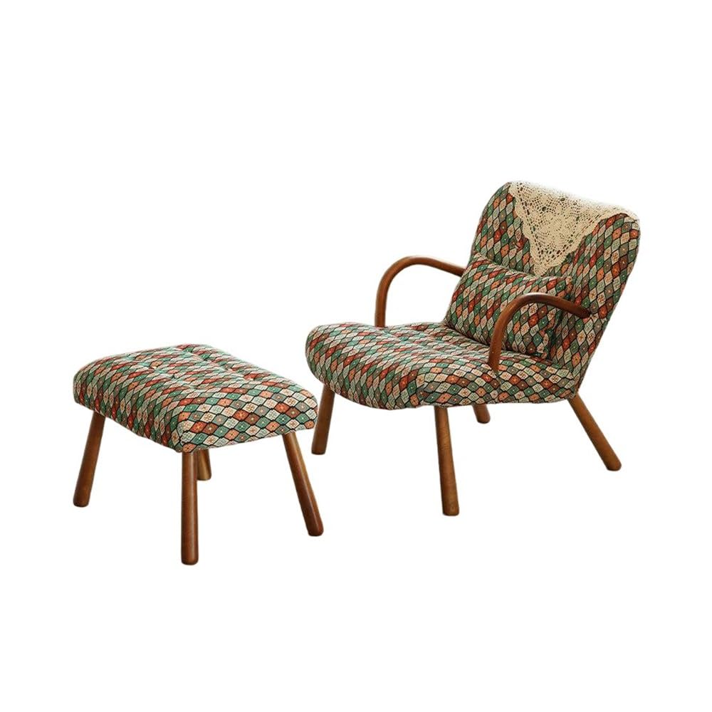 Wood-Frame Accent Chair and Ottoman Set