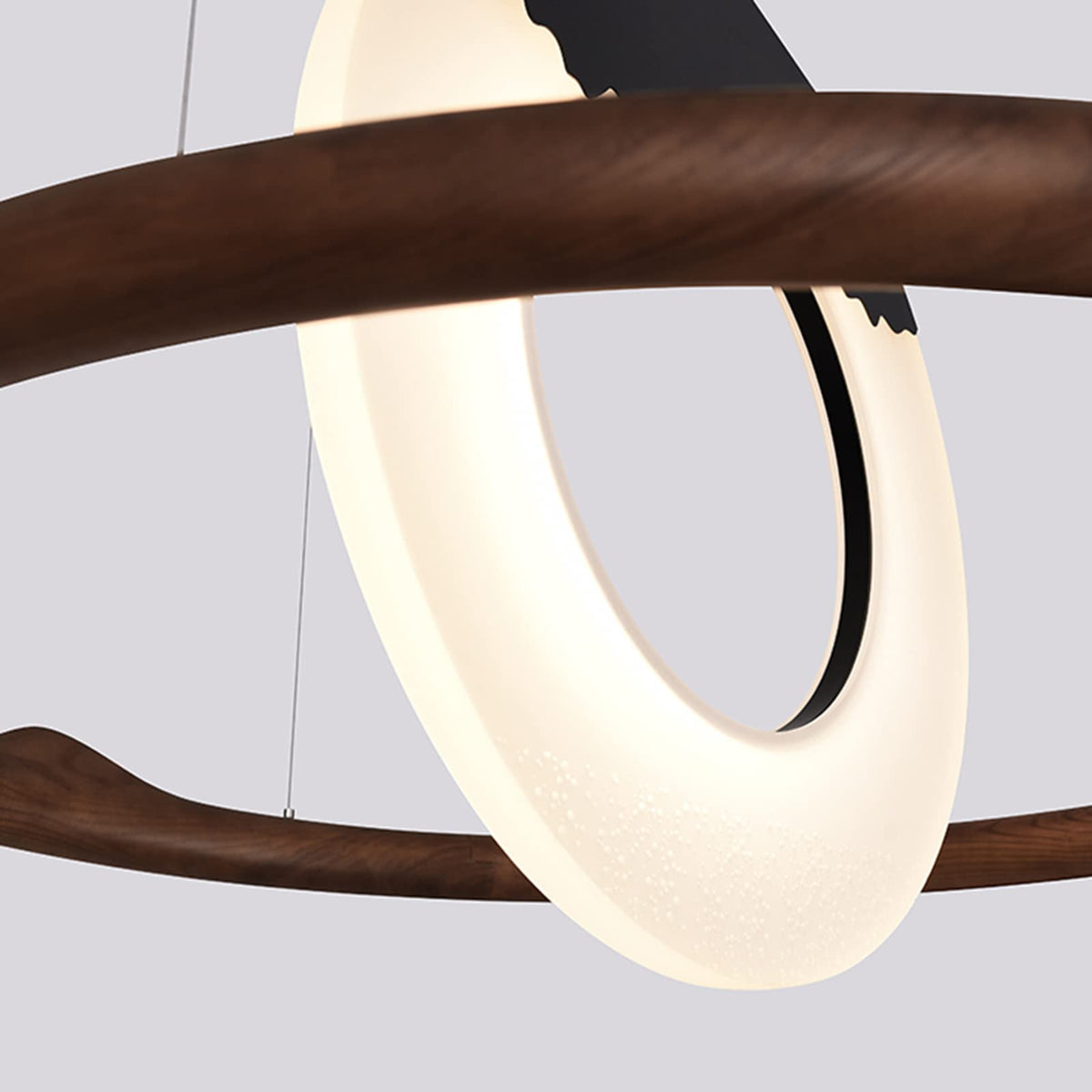 Wood and Metal LED Chandelier, 80 cm Diameter