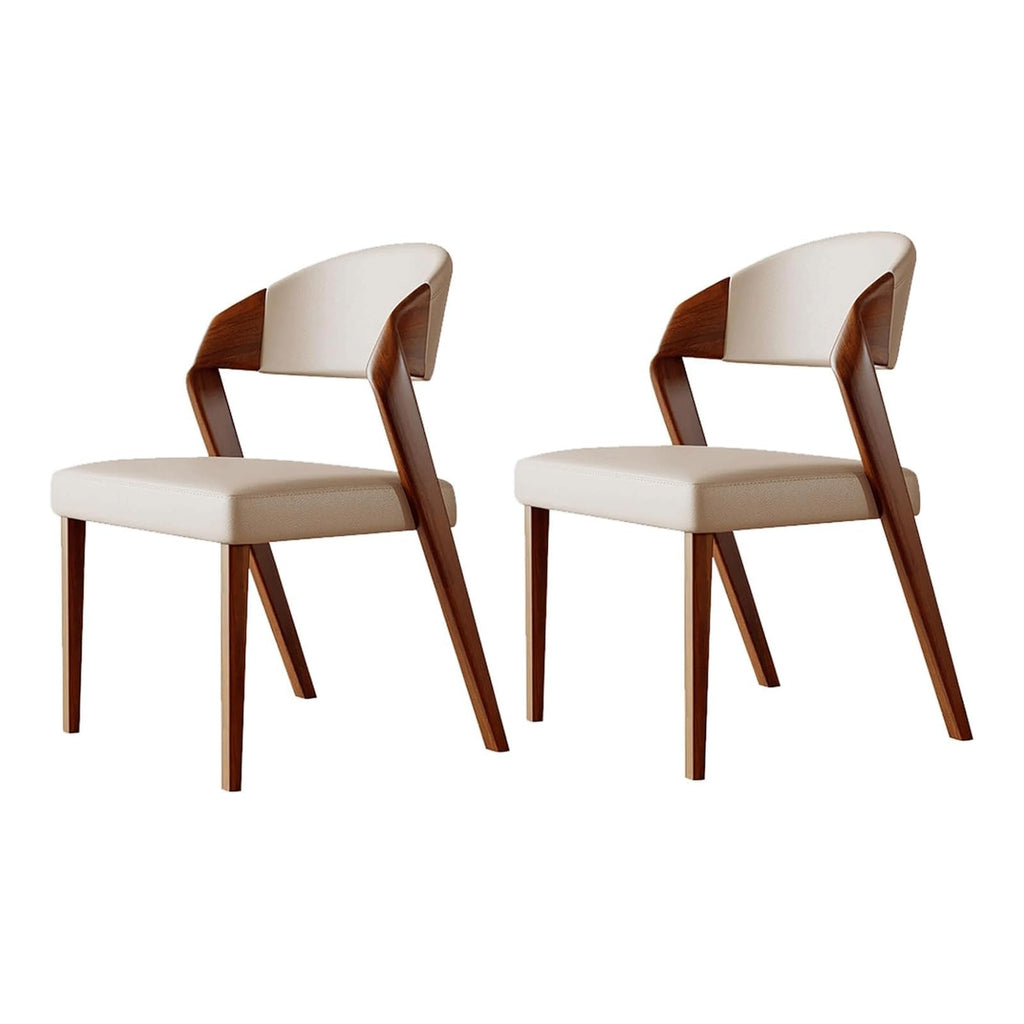 Microfiber-Upholstered Wood Dining Armchairs, Set of Two