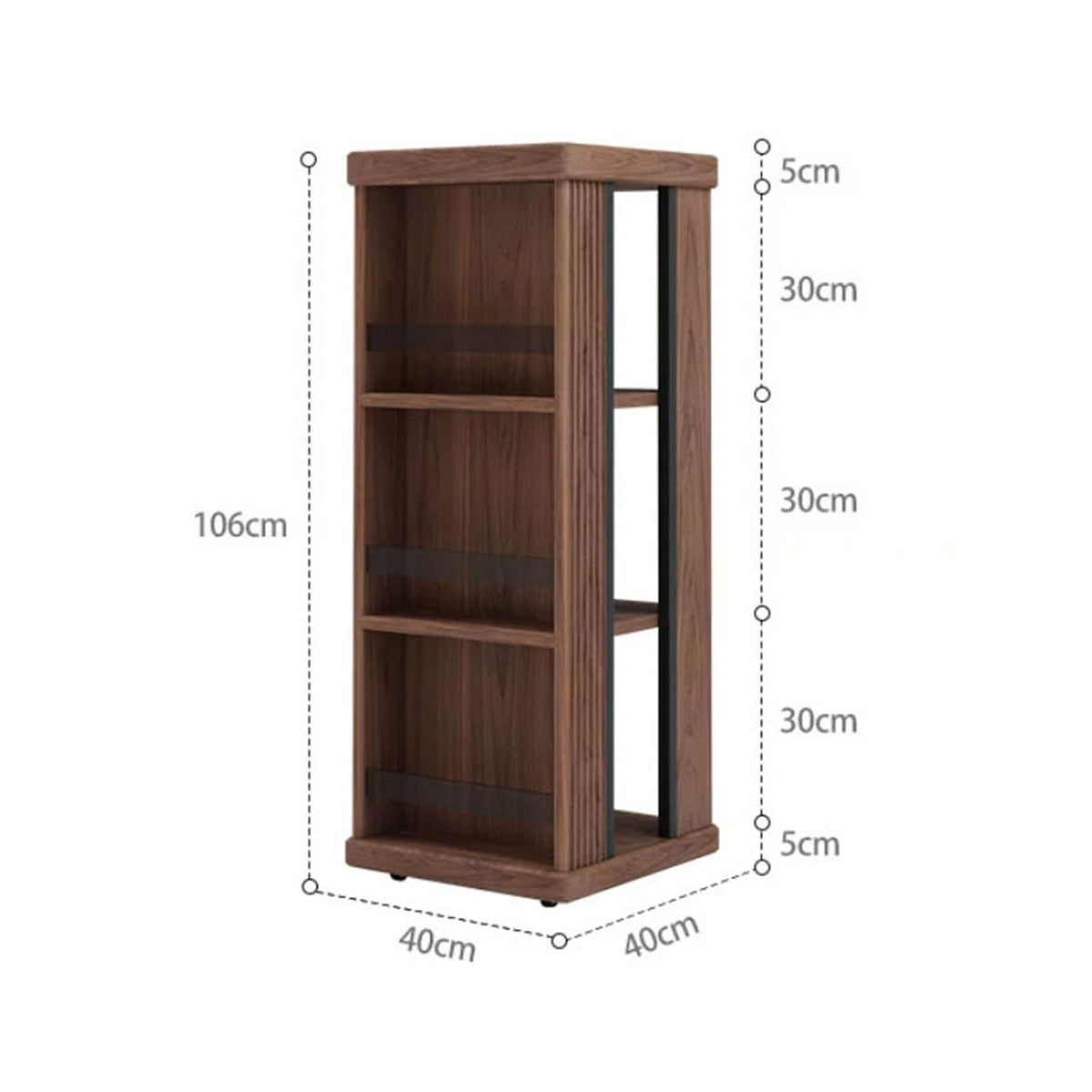 Mobile Wooden Display Bookcase, 40 x 40 x 106 cm