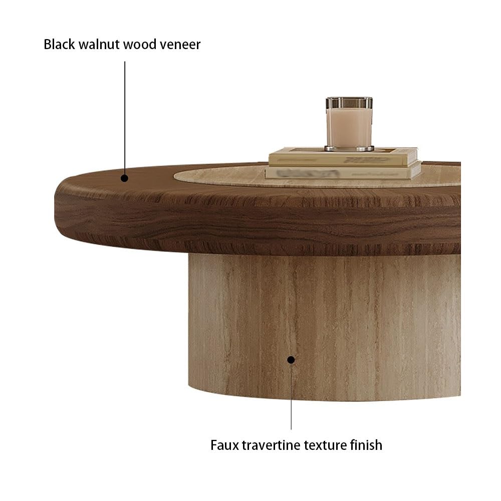 Wood-Grain Coffee Table Set with Mobile Side Table