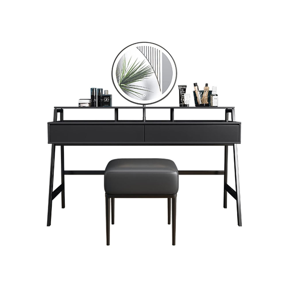 Grey Vanity Table Set with Mirror and Stool, 120 cm