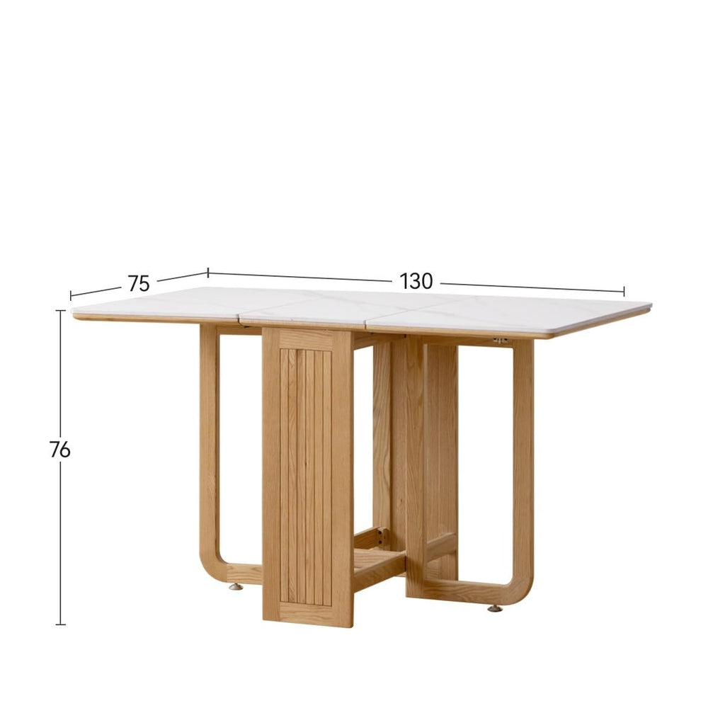 Oak Dining Table with Stone-Slab Top