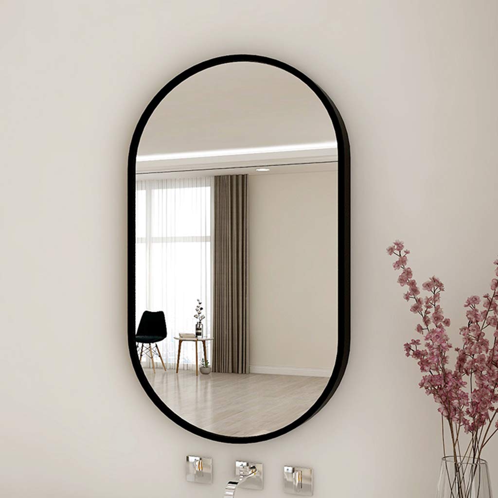 Black Aluminum-Frame Wall Mirror, 50 x 70 cm