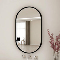 Black Aluminum-Frame Wall Mirror, 50 x 70 cm