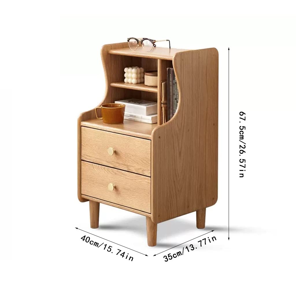 Wooden Two-Drawer Nightstand, 40 x 35 x 67.5 cm