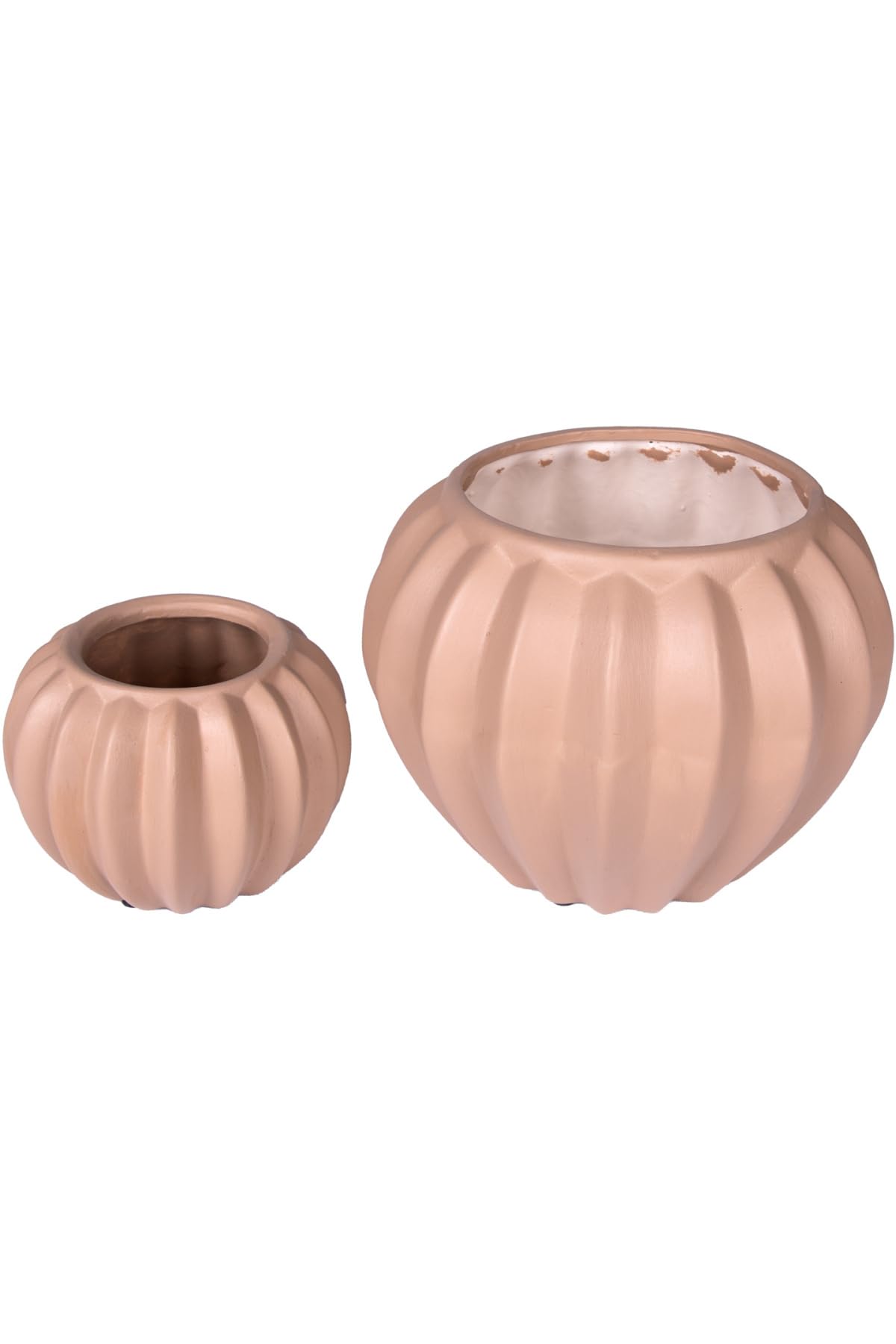 Light Brown Abstract Ceramic Vase Set of Two