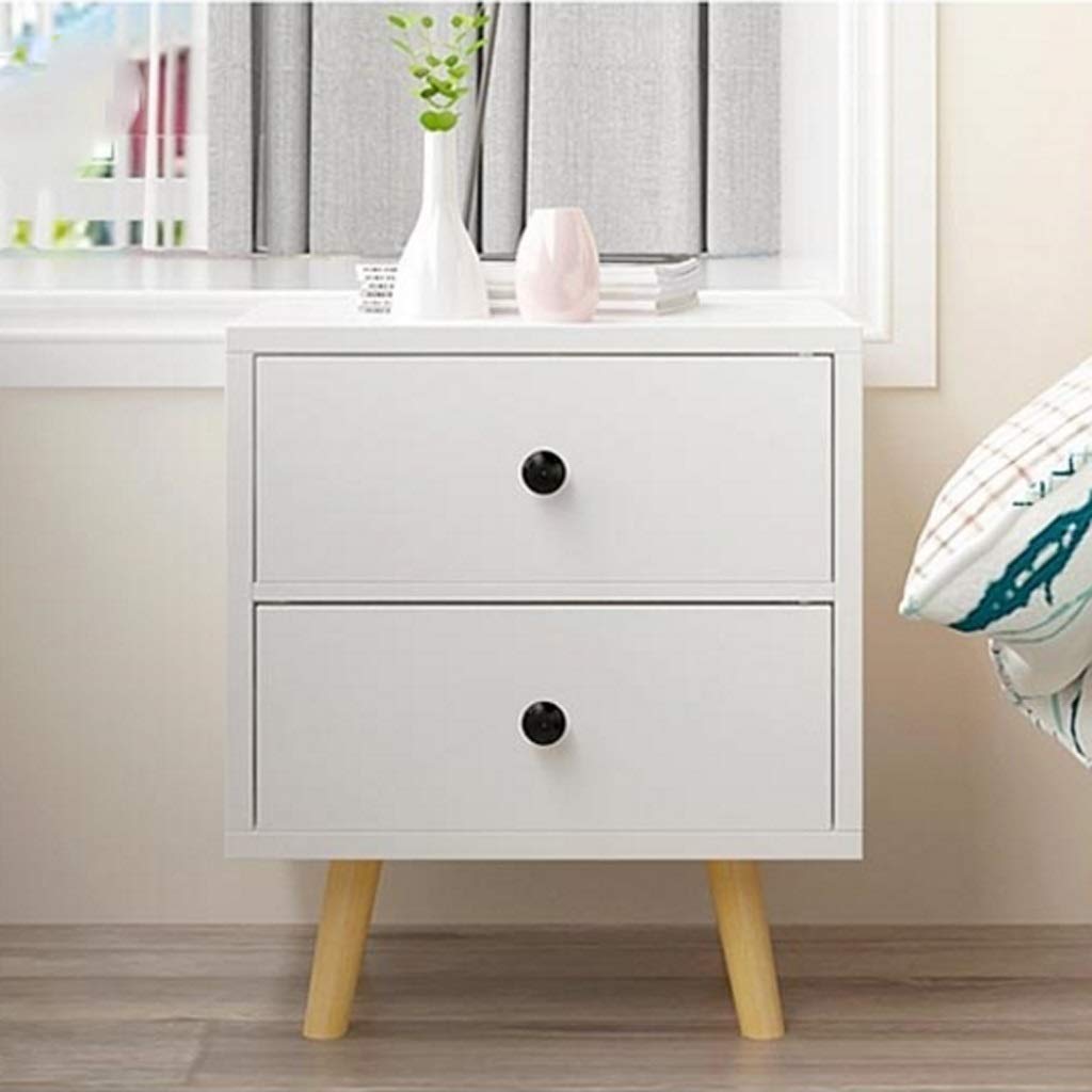 White Two-Drawer Nightstands, Set of Two