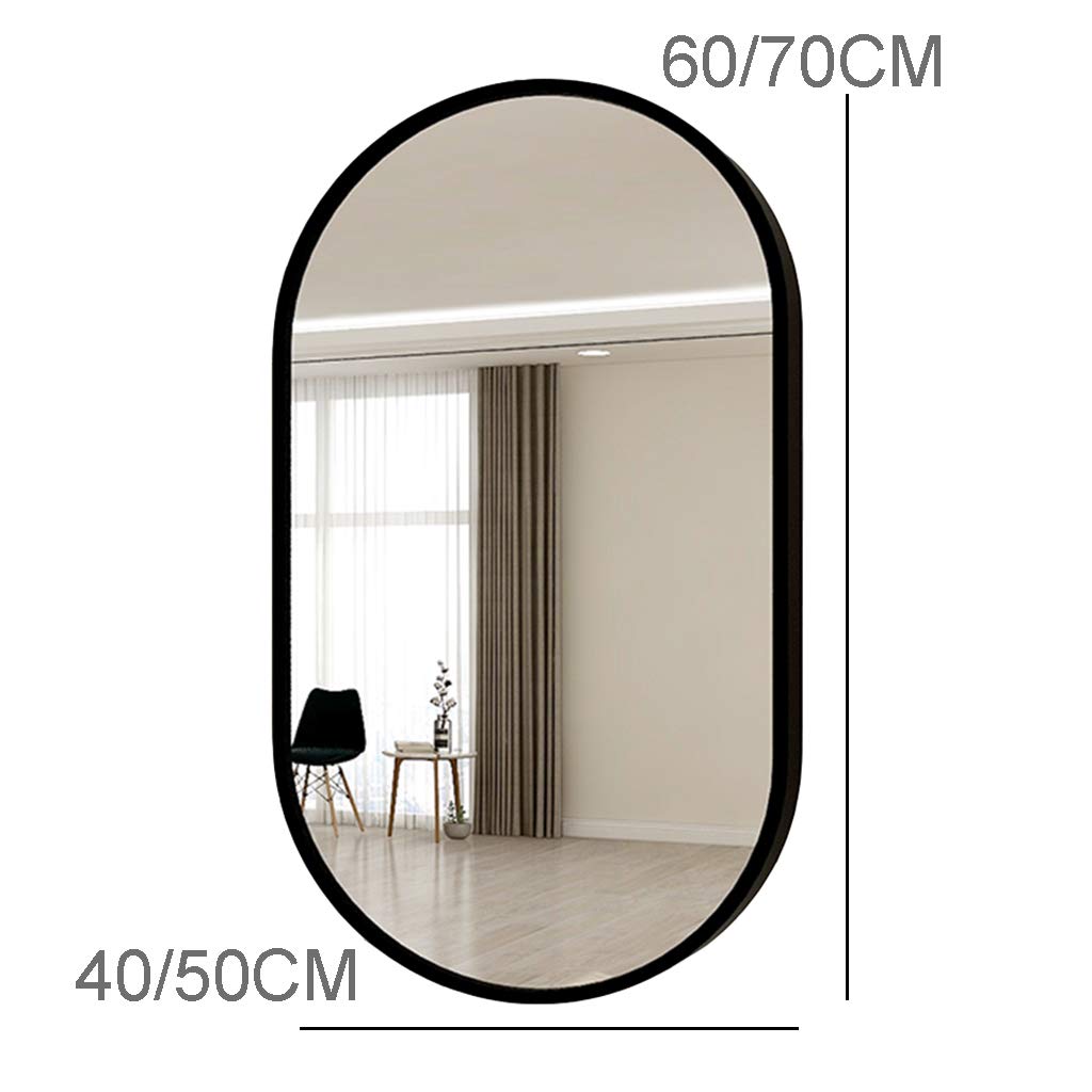 Black Aluminum-Frame Wall Mirror, 50 x 70 cm