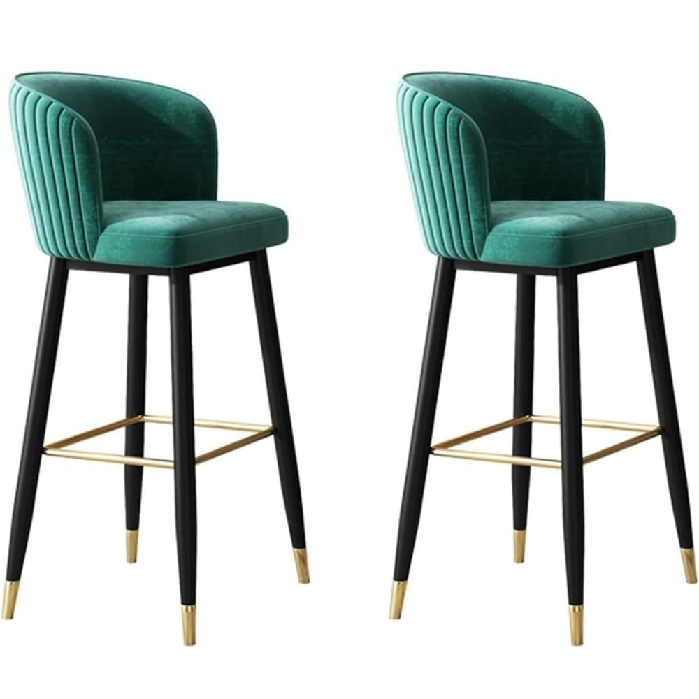 Velvet Bar Stools with Backrests, Set of Two