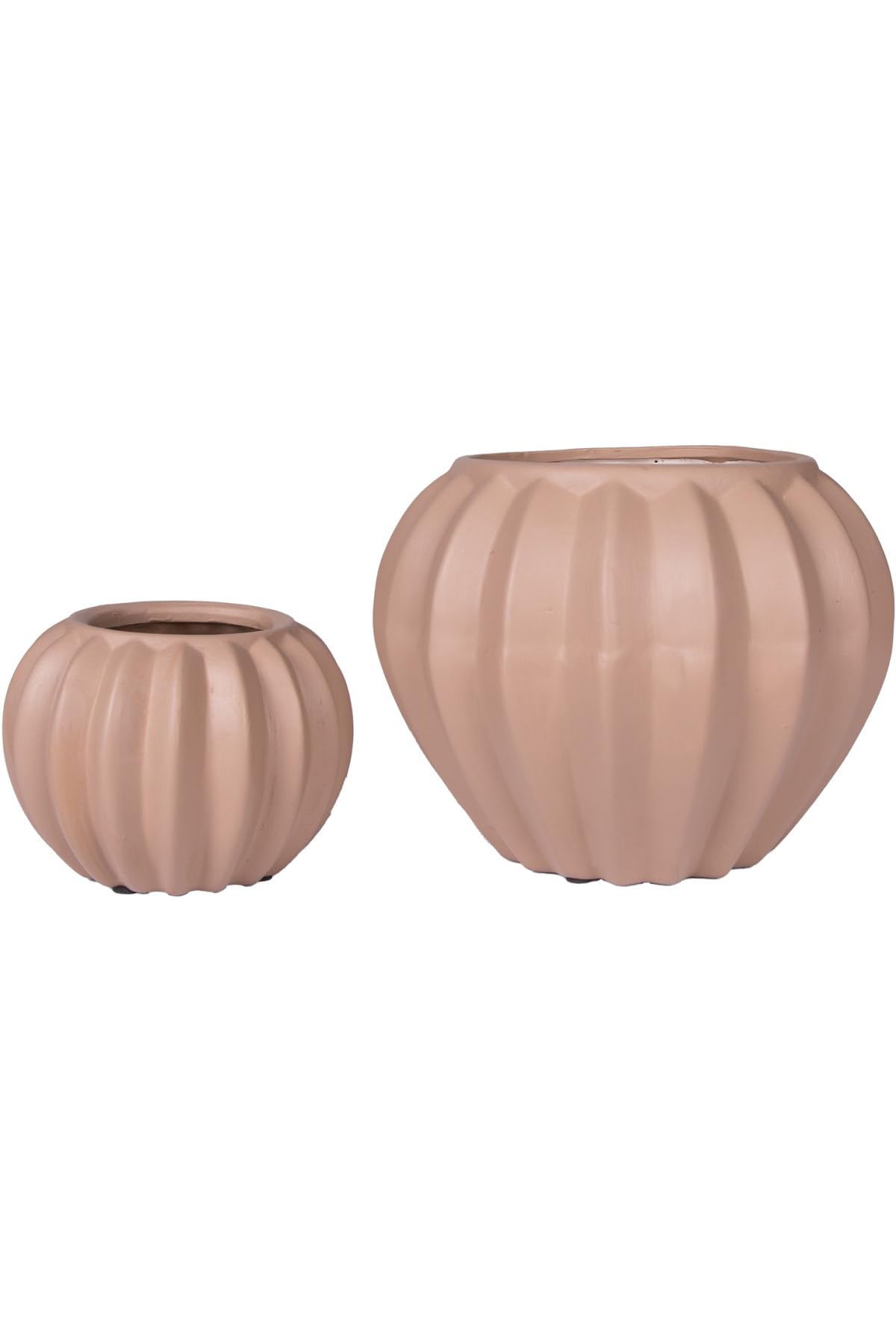 Light Brown Abstract Ceramic Vase Set of Two