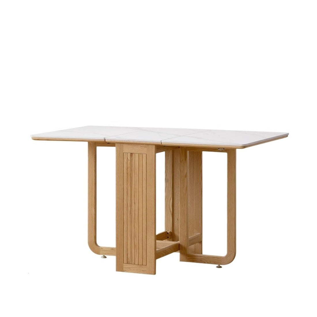 Oak Dining Table with Stone-Slab Top
