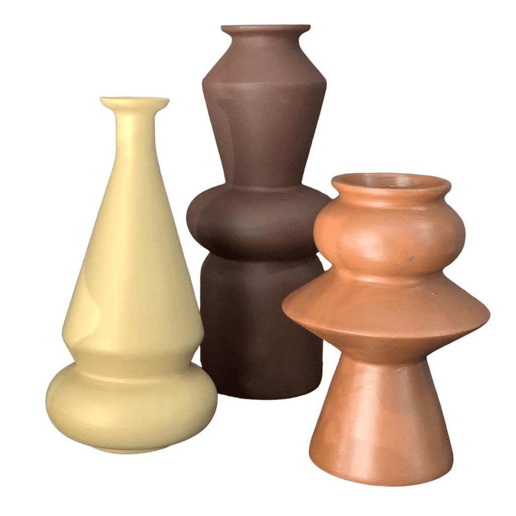 Matte Geometric Ceramic Decorative Vase