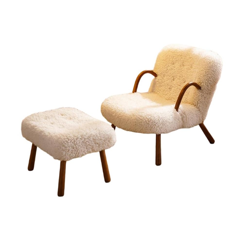 Wood-Frame Accent Chair and Ottoman Set