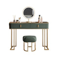 Green and Gold Vanity Set with LED Mirror and Stool