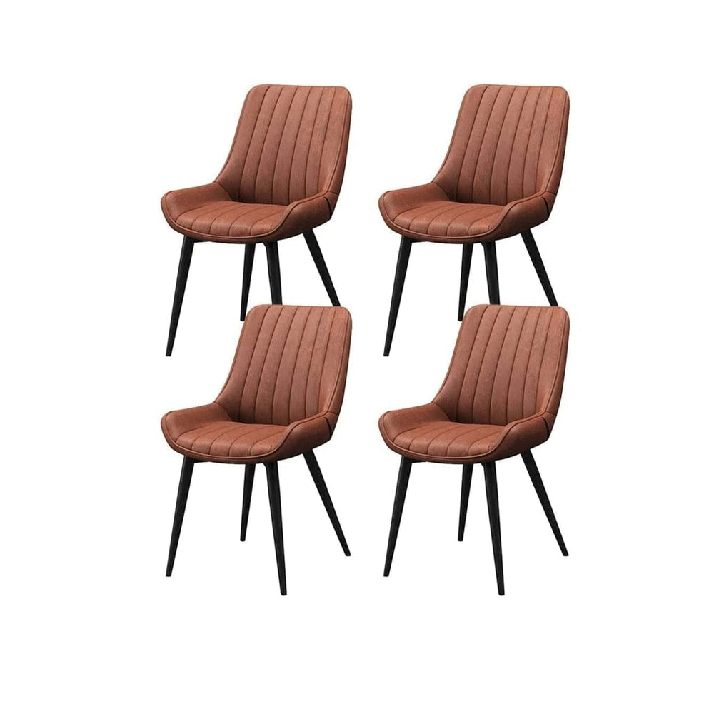 PU-Upholstered Metal-Leg Dining Chairs, Set of Four