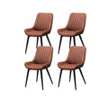 PU-Upholstered Metal-Leg Dining Chairs, Set of Four