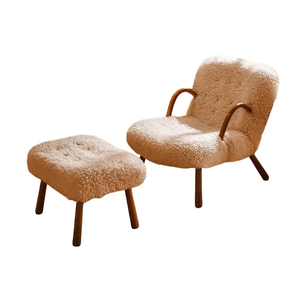 Wood-Frame Accent Chair and Ottoman Set