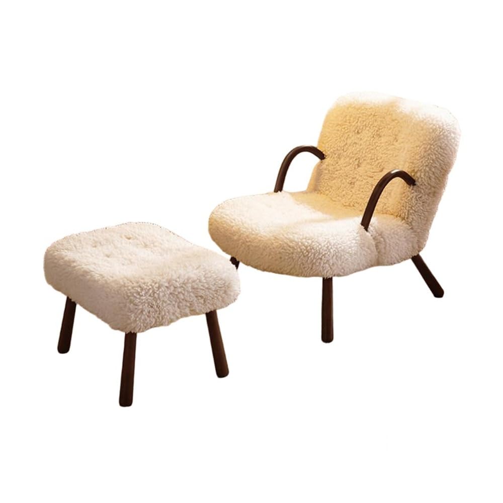 Wood-Frame Accent Chair and Ottoman Set