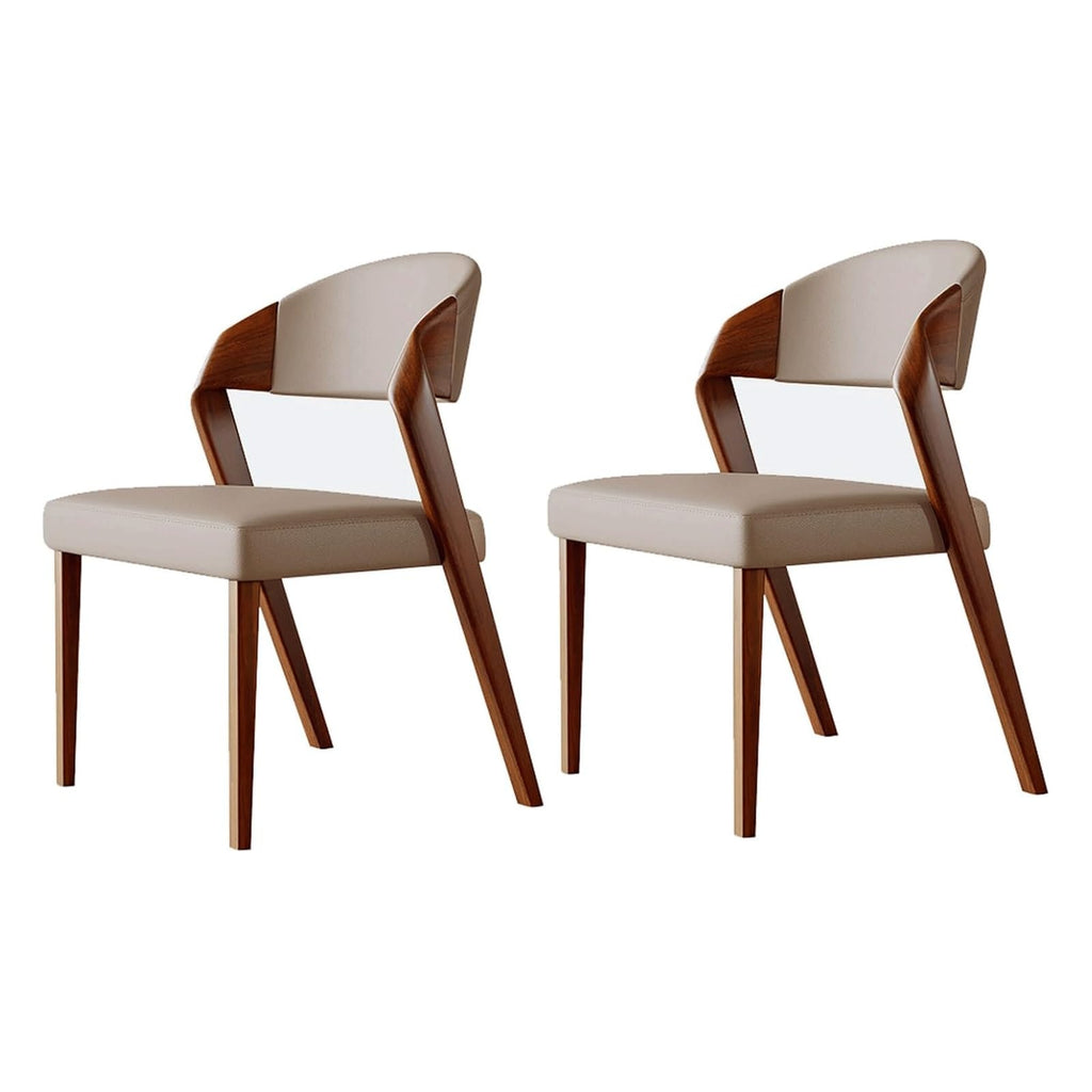 Microfiber-Upholstered Wood Dining Armchairs, Set of Two