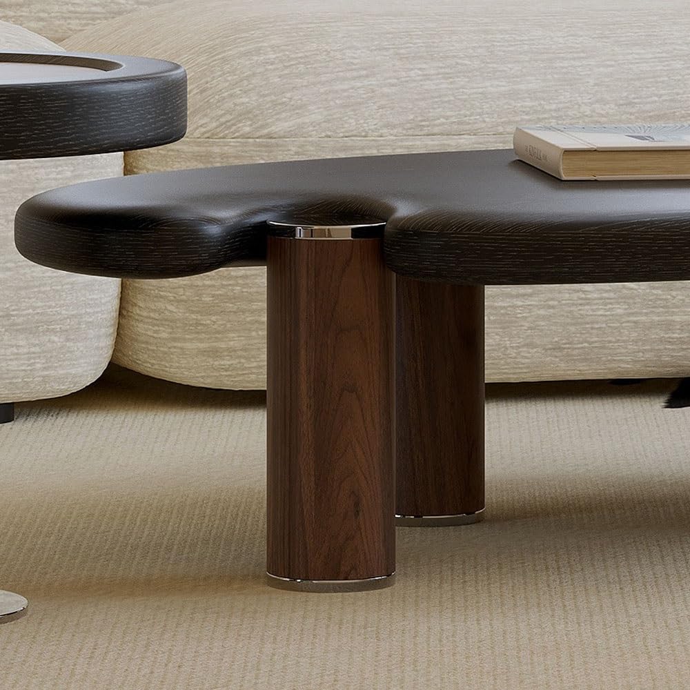 Sculptural Wooden Coffee and Side Table Set