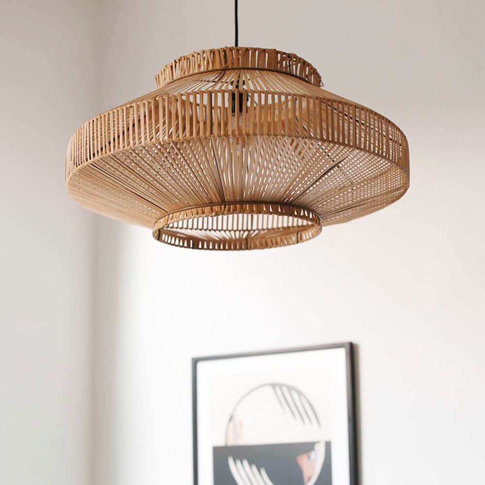 Bamboo and Rattan Pendant Light, 60 cm Shade