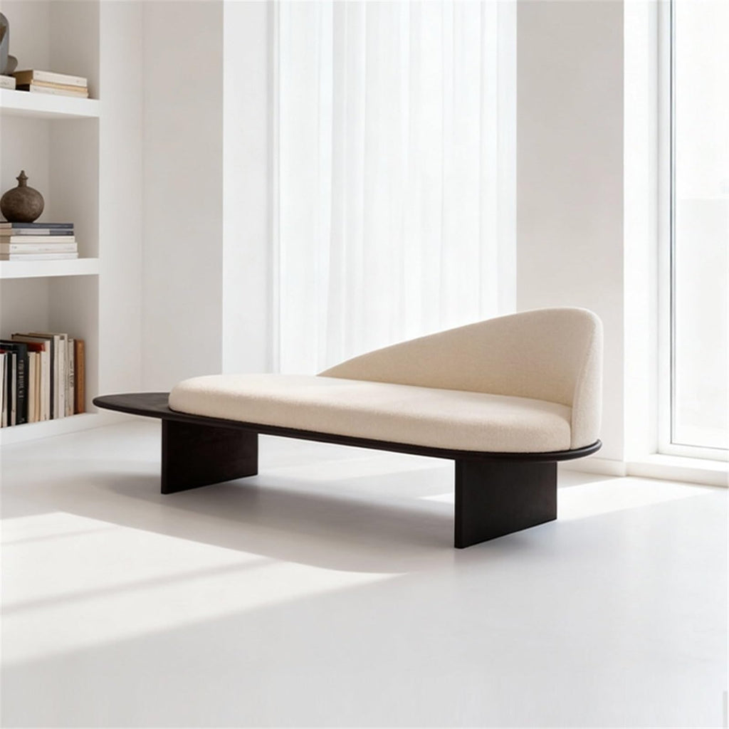 Upholstered Wooden Bedroom Bench with Backrest