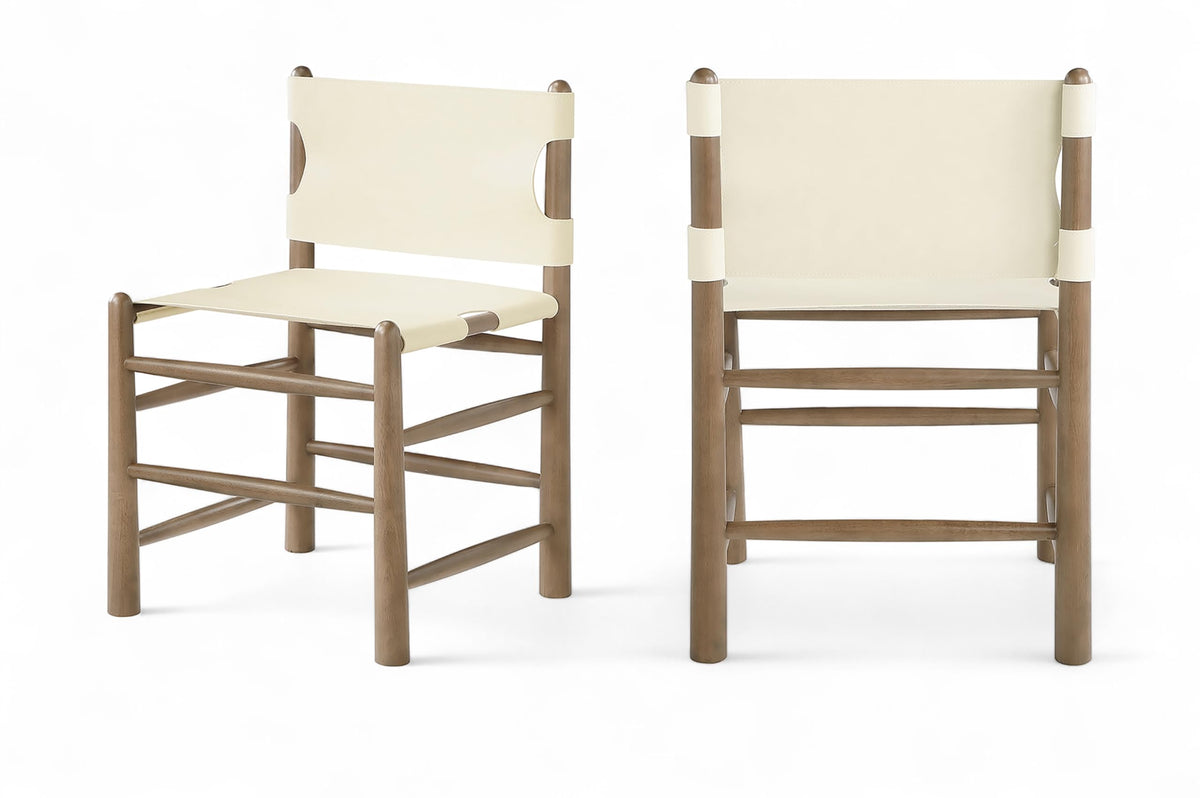 Vegan-Leather Wood Dining Chairs, Set of Two