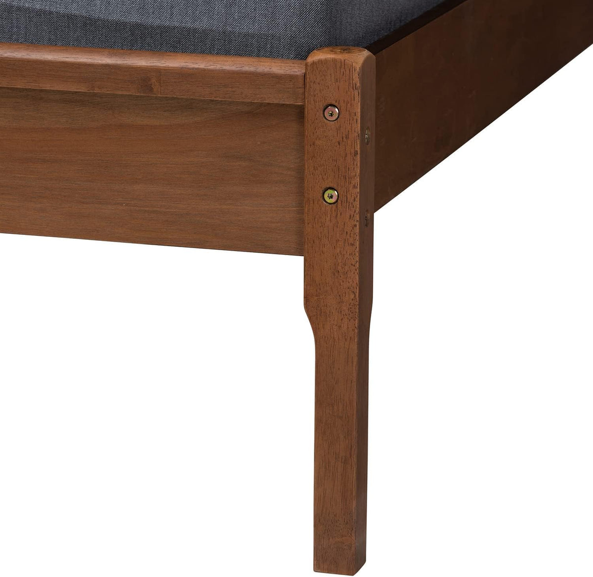 Wood and Rattan Platform Bed with Rounded Headboard